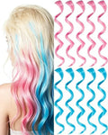 10 PCS Pink and Blue Hair Extensions, Colorful Accessories for Women 17 In by Olldag