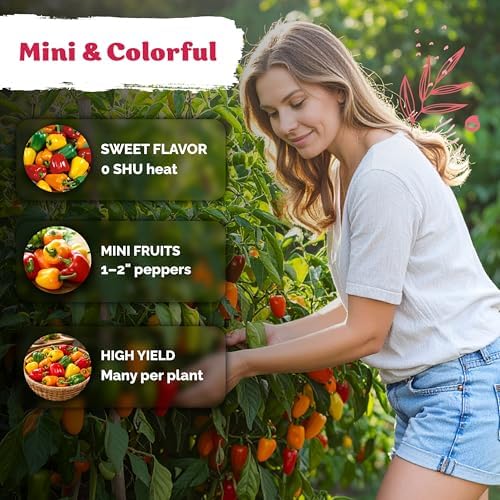 50 Mix Sweet Mini Peppers Heirloom Vegetable Seeds, Capsicum Annuum - Image 4