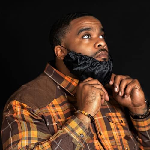 Black Satin Beard Bonnet for Men – Adjustable Beard Conditioning Cap for Sleeping, Retains Beard Oil & Moisture, Helps Prevent Itching, Split Ends & Breakage, Durag styled - Image 7