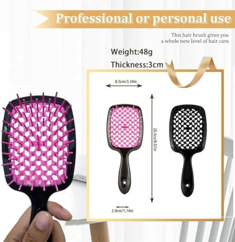 2PCS Detangling Hair Brush, Detangling Hair Brush,Detangling Brush for Curly Hair, Wet and Dry Detangle Brush,Scalp Massage Brush (Black+Pink). - Image 2
