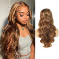 ALHER Small Cap Lace Front Wigs Human Hair 26 IN #4/27 Honey Blonde Highlight Body Wave 13X4 Lace Frontal Wig With Baby Hair 200% Density, Small Cap 21-21.5 Balayage Piano Colored Wig for Black Women by ALHERHumanHairWigsBundles