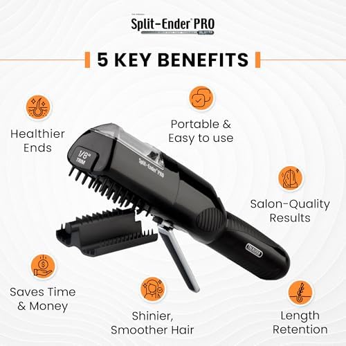 Split-Ender PRO - Original Professional Beauty Tool - Cordless Split End Hair Trimmer for Damaged, Dry, Brittle, Frizzy, Curly or Straight Hair (Black, Professional Kit) - Image 3