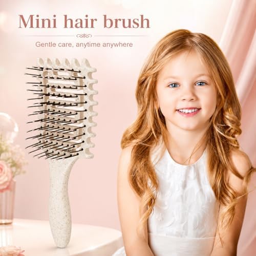 Curl Defining Brush for Curly Hair, Vented Detangling Hair Brush for Wet and Dry Styling, Curved Brush for Shaping and Smoothing Curl Clumps, Lightweight Hair Brush (2Pcs Beige) - Image 4