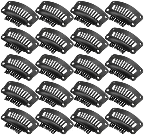 9-Tooth Plastic Wig Clips, Black Hair Extension Clips, 20 Pack by HyunDu