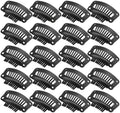 9-Tooth Plastic Wig Clips, Black Hair Extension Clips, 20 Pack by HyunDu
