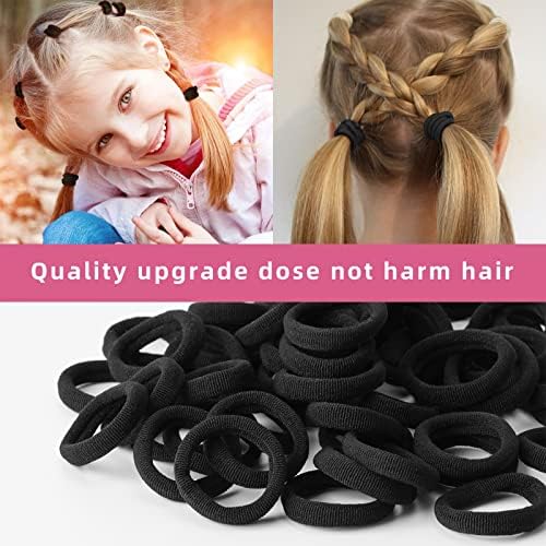 100Pcs Black Baby Hair Ties, Soft Cotton Hair Elastics Ponytail Holders - Image 4