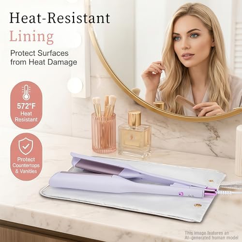 Hot Hair Tools Travel Bag with Heat Resistant Mat, 2-in-1 Hot Tools Organizer for Curling Iron, Flat Iron, Portable Travel Holder & Mat for Women - Image 3