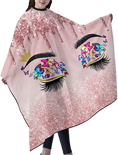 Barber Cape Hello Glitters Gorgeous Eyelash Pink Salon Apron Hair Cutting Cape Barbershop Kits For Women-55''X66'' - Image 2