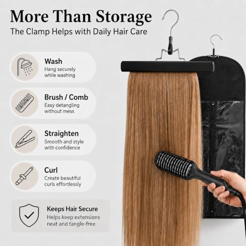 Hair Extension Hanger with Storage Bag Wig Holder Storage Bag Bundles Hairpieces Ponytail Wig Carrier Case - Image 2