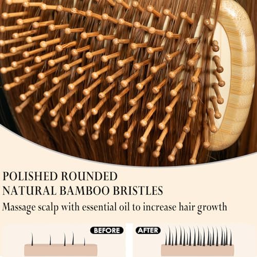 12 Pcs Bamboo Hair Brushes for Women, Bulk Natural Bamboo Bristles Paddle Brush for Scalp Massage, Engraving, Painting, DIY Custom Gifts for Wedding - Image 2