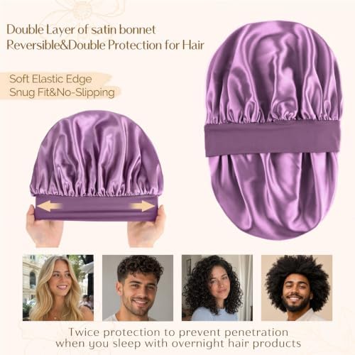 YANIBEST Soft Satin Bonnet for Men Women, Sleep Cap to Maintain Moisture - Image 3