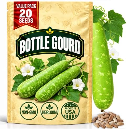 Bottle Gourd Seeds for Planting, Lagenaria siceraria, Heirloom Non-GMO Calabash Birdhouse Gourd Seeds, High Germination Climbing Vegetable Vine for Trellis Gardens Crafts and Containers, 20 Count by WilyFox