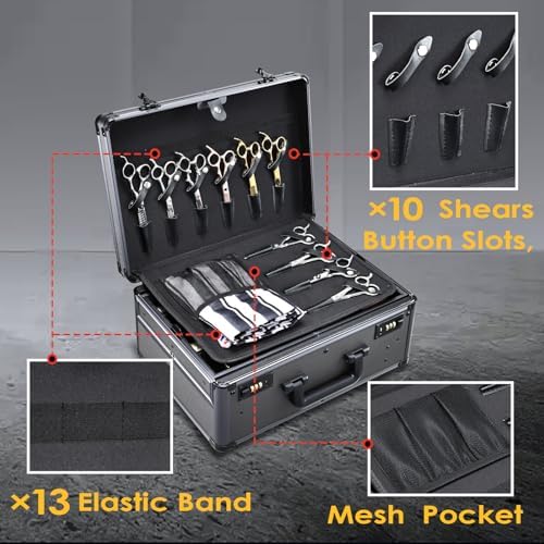Yueieoun Barber Case with Clippers Sliding Tray, Profesional Barbers Briefcase Tool Case, Travel Barber Cases for Clippers and Supplies, Hair Scissors Trimmer Organizer, Salon Grooming Hard Suitcase - Image 2