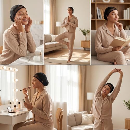 2 Pcs Premium Mesh Hair Net for Sleeping - Ultra-Wide Soft Band, Breathable Crochet Hair Wrap for Silk Press, Shower - Image 6