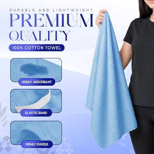 Lili&James Cotton Hair Towel Wrap for Women/Kids | Quick Dry, Soft & Absorbent Hair Wrap Towels with Double Button (Pack of 1, Blue Large) - Image 3
