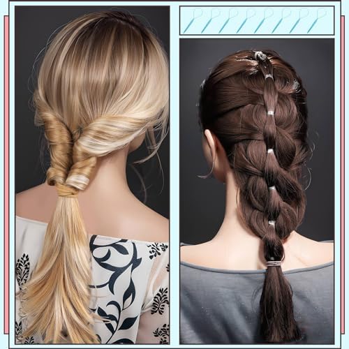Teenitor 4pcs Pony Hair Tail Tools, 2 Pairs Hair Loop Styling Tool Hair Flipper Pull Through Tool, French Braiding Hair Tool Hair Accessories for Women Girls, Loop Hair Tool, Light Blue/Light Pink - Image 7