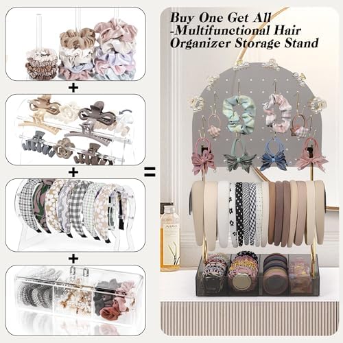 Keebofly Hair Accessories Organizer & Headband Holder Stand, Smoky Grey & Gold-plated - Image 3