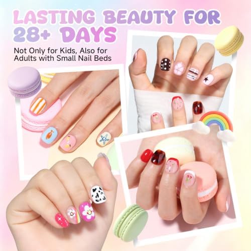 UNA GELLA Extra Short Square Kids Nail Tips 216Pcs Squoval Press On Nails - Image 2