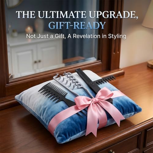 3pcs Texture Comb Voluminous Fluffy Texture Styling Hair Comb Plastic Wide Fine-Toothed Dual-Purpose Barber Anti-Frizz Hairbrush Apparatus Tool with Grip for Men Lift Roots Fringe Parting - Image 7