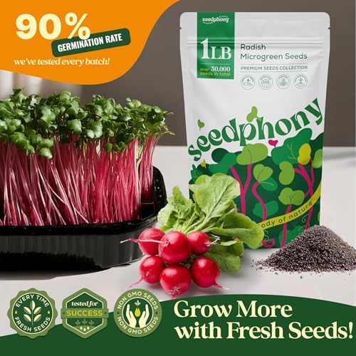 Radish Sprouting & Microgreens Seeds - 50,000 Non-GMO Heirloom Seed, 1lb Resealable Bag - High-Germination Radish Seeds for Sprouting in Jars, Soil, Hydroponics & Microgreen Trays - Image 7