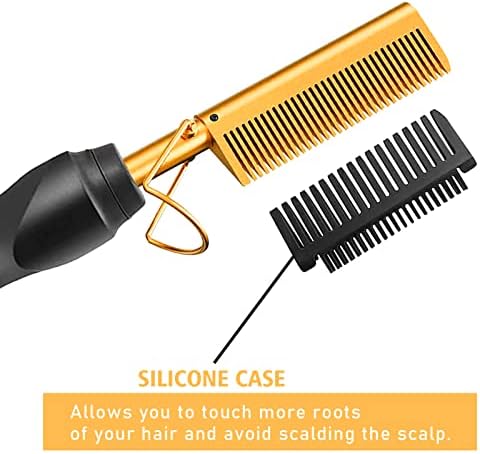 Electric Hot Comb Hair Straightener, Deluxe Electrical Straightening Comb Curling Iron for Natural Black Wigs, Hot Comb Electric for Wigs Pressing Combs with Wig Glue Melting Spray Hair Wax Stick - Image 4