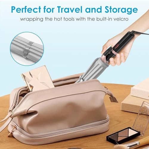 Large Silicone Heat Resistant Mat, Professional Hot Hair Tools Mat for Curling Iron, Flat Iron, Hair Straightener, Portable Hot Pad Cover with Sticky Fastener for Travel Home Salon Grey - Image 6