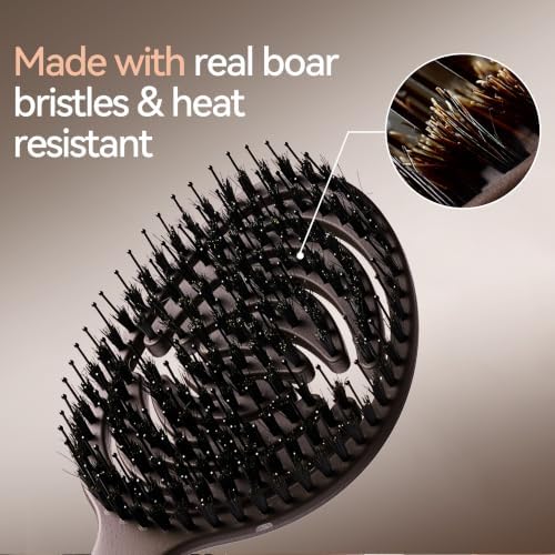 Boar Bristle Slick Back Hair Brush for Women, Detangler Brush For Fine Hair - Image 6