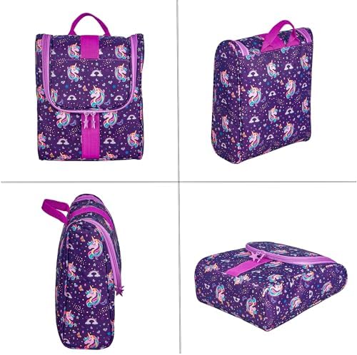 Remobia Hicol Cute Cartoon Hanging Kids Toiletry Bag Children Travel Cosmetic Makeup Organizer Wash Bag Shower bag Over Night Bag Camping Shaving Kit Bag for Boys & Girls(Unicorn) - Image 3