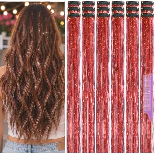 Hair Tinsel Clip in Pack of 18 Pcs Red Hair Accessories by Uikreo-Designtoyourbeauty