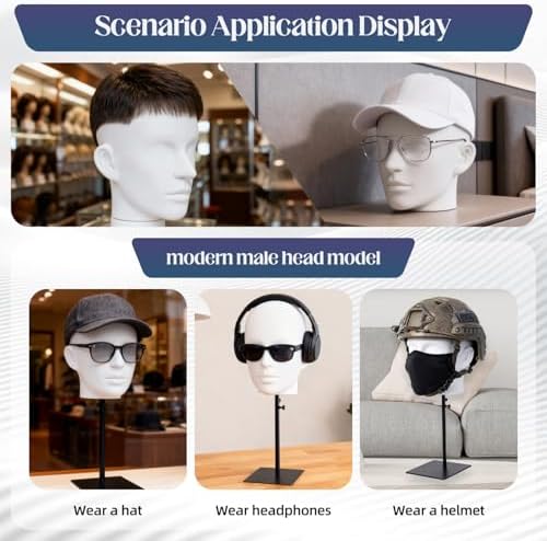 Mannequin Wig Head with Adjustable Stand – Wig Display Head for Wigs, Hats, Caps, Headdress, Salon Styling or Home Display 22.83" Circumference Head (White) - Image 6