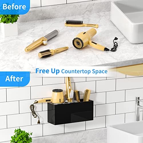 NIUBEE Hair Tool Organizer Wall Mount, Hair Dryer Holder for Bathroom,Black - Image 7