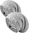 SECZIPE 2 Pcs Silk Satin Sleep Bonnet Hair Wrap, Shower Cap Men Women, Gray by SECZIPE