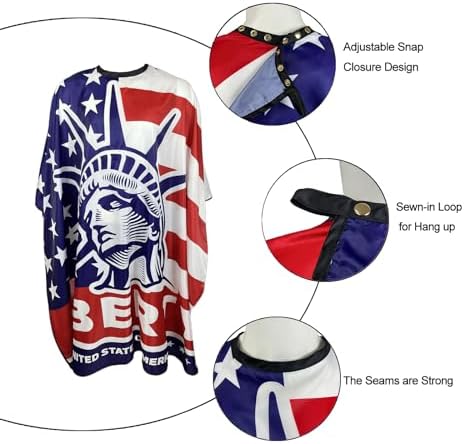 Pelocapa Barber Cape for Men, Haircut Cape Snap Closures, Professional Large Water-Resistant Hairdressing Gown for Hairstylist- 63”× 56”(American Flag Pattern) - Image 3