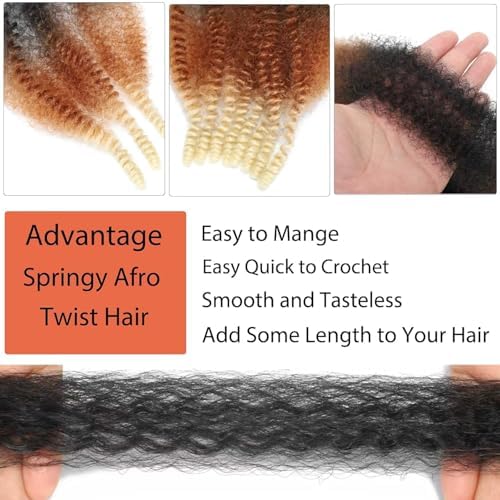 Celie Marley Twist Braiding Hair Pre-Fluffed 18 Inch 8 Packs Spring Cuban Twist Hair Springy Afro Twist Hair Wrapping Hair for Soft Faux Locs Pre Stretched Kinky Mini Natural Bob Two Strand 1B/30/613# - Image 5