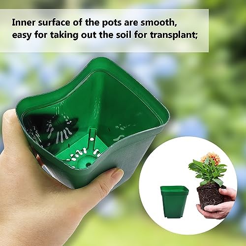 RooTrimmer Square Nursery Seedling Pot 3.5 Inches 90 Pcs, Small Nursery Pot Plastic Thick and Sturdy Seed Start Germination Pot for Plant Propagation and Seeding(Green,3.54 Inches, 90Pcs) - Image 3