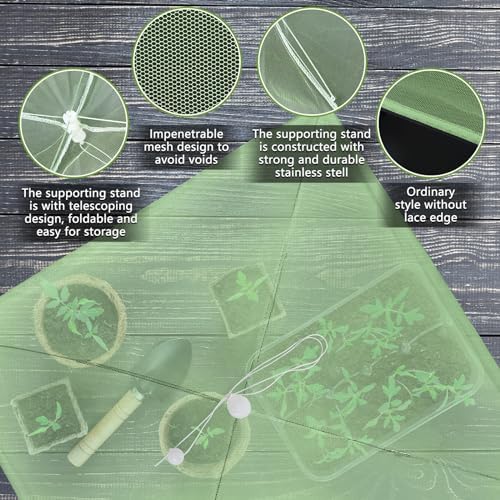 Sawysine 4 Pack Mesh Plant Cover Dome Tent Protector,15 X 15 Inch,Green - Image 4