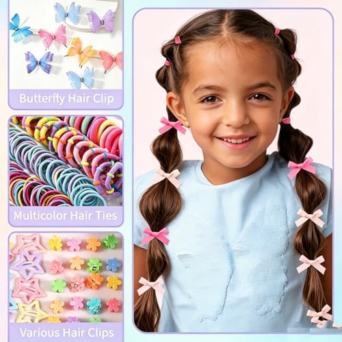 Soft Elastic Hair Ties，Colorful Hair Bobbles for Girls, Multicolor Hair Accessories Set with Hair Tail Tools & Cute Mini Hair Clips (Jumbo Pack(1000PCS)) - Image 3