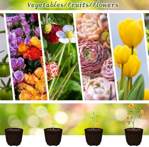 60 Pcs 1 Gallon Flexible Plant Nursery Pots,Plastic Thickened Soft Seedling Pot with Plant Labels,Flower Seed Starting Containers for Succulents,Transplanting,Indoor Outdoor,Black - Image 4
