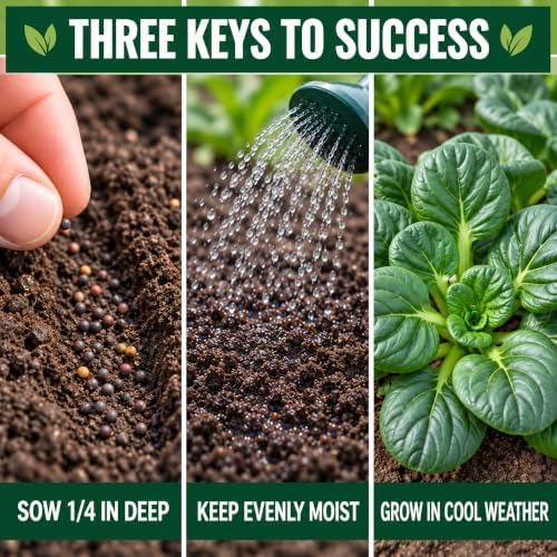 1000 Black Knight Tatsoi Mustard Seeds for Planting – Heirloom, Non-GMO, USA Grown Asian Greens with Premium Waterproof Packaging Brassica rapa subsp. narinosa by RDR Seeds - Image 5