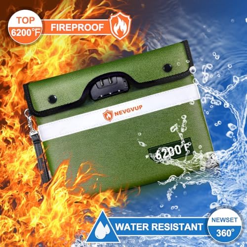 6200°F Fireproof Money Bag with Lock, Upgraded Fireproof Bags w. Zipper/Reflective Strip, 9 Layers of Heat Insulated Materials, Water Resistant Fire proof Money Bag for Cash, Fire Pouch for A5 Files - Image 2