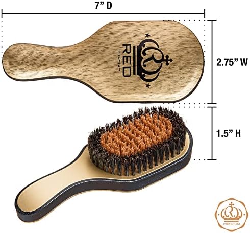RED Premium Boar Bristles Brush Pocket Wave Bow Wow 360 Wave Tool for Men Medium Hard (Curved Club) - Image 4