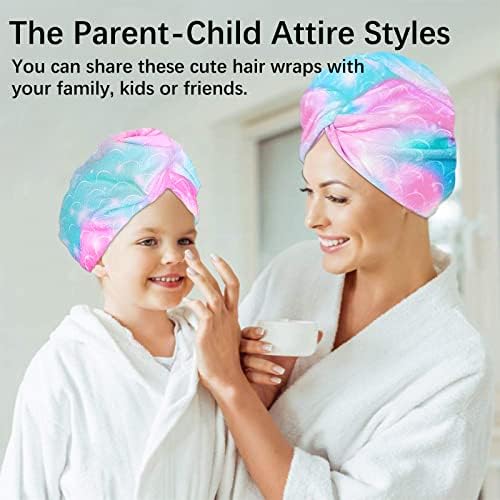 RETON 4 Pack Microfiber Hair Drying Towel, Hair Towel Wrap for Kids Girls Women, Super Absorbent Hair Turbans for Wet Hair, Fast Drying Hair Wrap with Buttons for Curly Long Thick Hair - Image 6