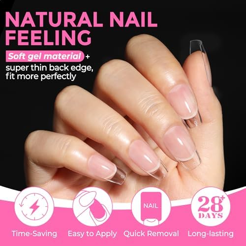 UNA GELLA Short Coffin Nail Tips 216pcs/12 Sizes Soft Gel Tips - Image 4