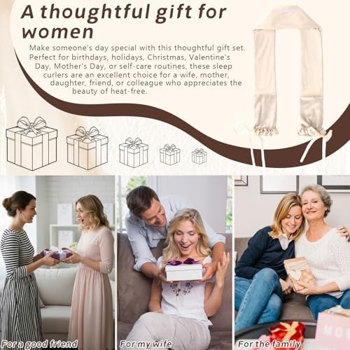Sleepie tie Heatless Hair Curlers Overnight,No Heat Hair Curlers to Sleep in, Soft Ribbon Wrap for Long Hair, Heatless Curling Rod Headband Set for Long Hair(White) - Image 7
