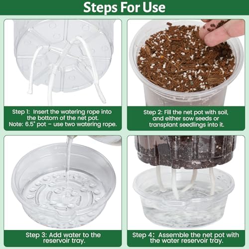 Bluepro Self Watering Pots for Indoor Plants, 8/6.5/5 Inch, 18-Pack - Image 4