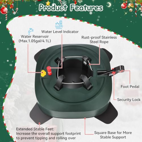 Christmas Tree Stand for 9 Ft Real Trees with Reservoirs Heavy Duty Base - Image 3