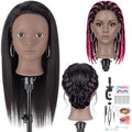 20" Human Hair Mannequin Head for Braiding, Cutting and Makeup Practice by WtuhuMag-SafeCharger