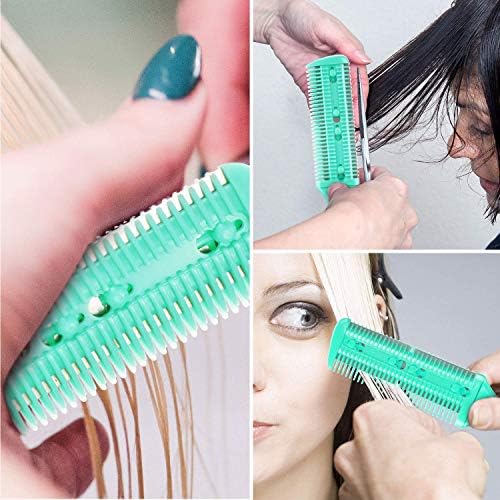 Maitys 3 Pcs Razor Combs for Hair Cutting with 10 Blades, Green - Image 4