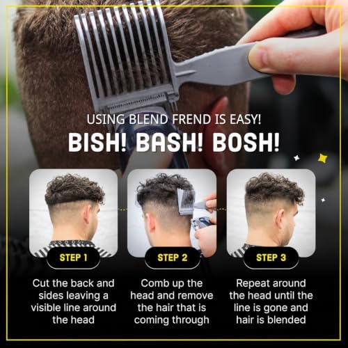 Blend Frend Original Hair Clipper Comb Left Handed – Grade 1 (3mm) | Perfect Blending Comb for Home Users & Novice Barbers | Fits All Clipper Brands | UK-Made - Image 4