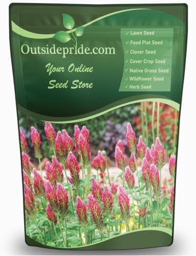 Outsidepride Crimson Clover Seeds - 1/4 lbs. Annual, Nitrocoated, & Inoculated Ground Cover Seeds, Ideal Clover Seed for Lawn, Cover Crop, Pasture, Hay, Green Manure & Wildlife Forage by Outsidepride